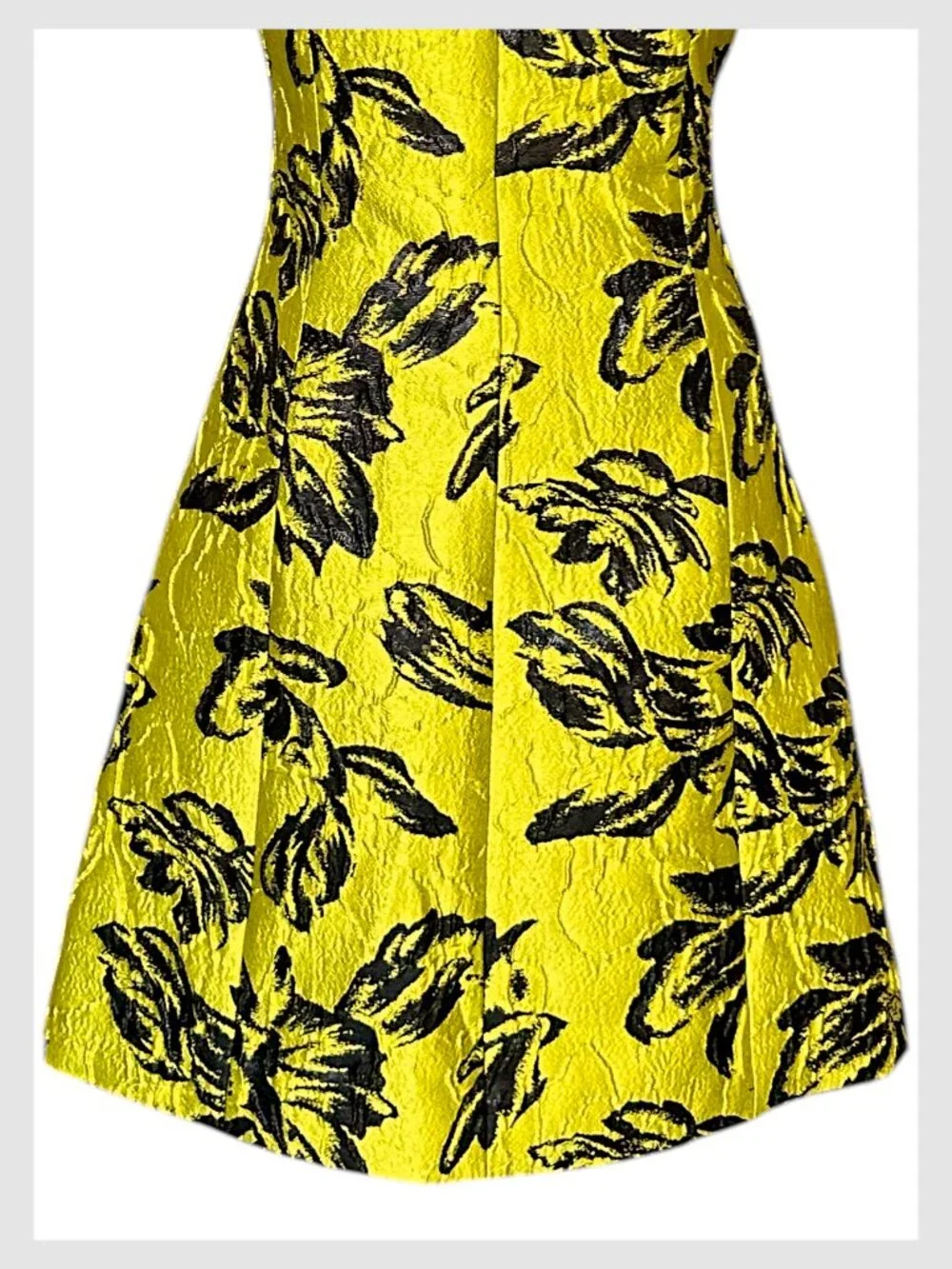 Alice + Olivia Tayla Floral Jacquard Mini Dress Citron Black Size 2 XS - Picture 4 of 8